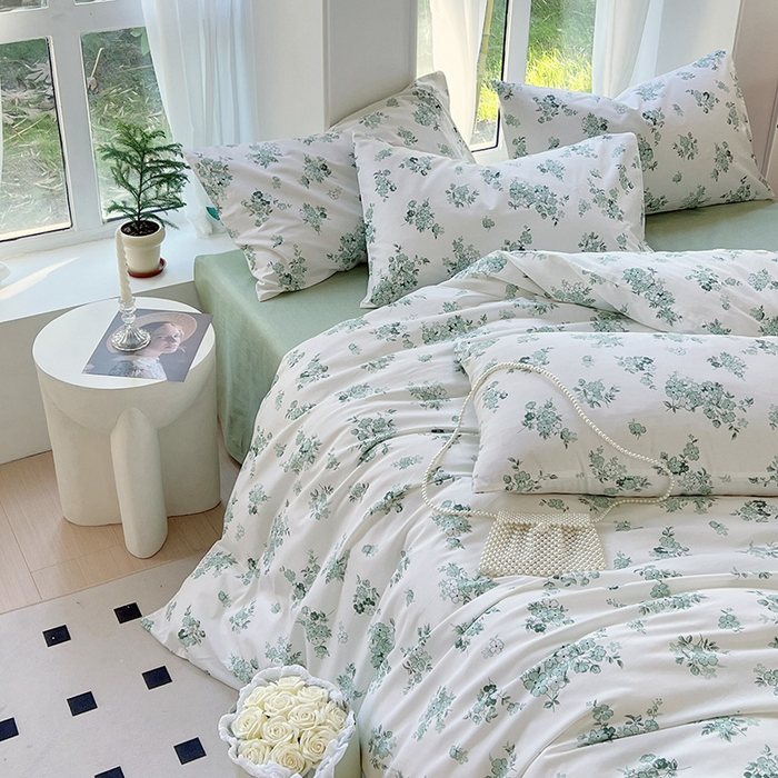 91家纺网 家纺一手货源 找家纺 启程2024新款全棉13372印花四件套直播爆款法式复古碎花系列 闻香