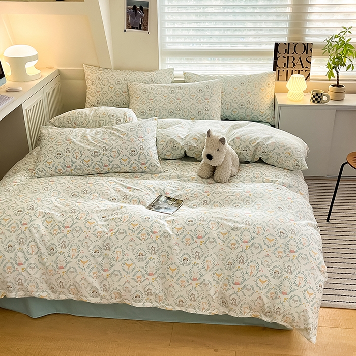 91家纺网 家纺一手货源 找家纺  柠馨 2024新款帕拉图系列13372全棉印花四件套 森友季