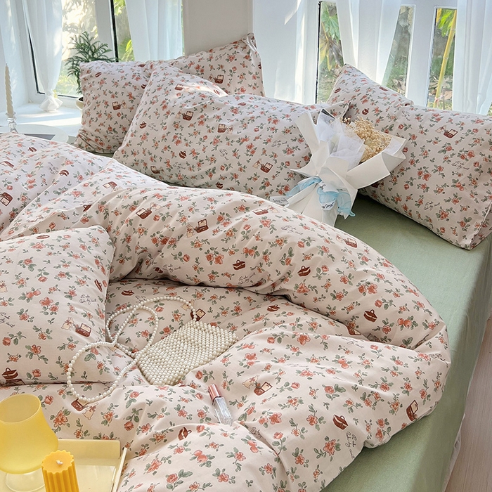 91家纺网 家纺一手货源 找家纺 启程2024新款全棉13372印花四件套直播爆款法式复古碎花系列 凯伦庄园