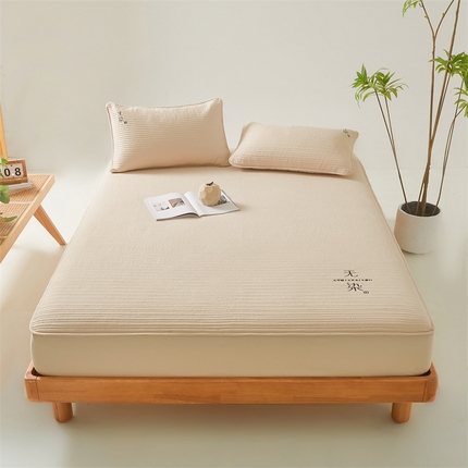 91家纺网 家纺一手货源 找家纺 居眠 2024新款无染大豆夹棉床笠-拍法二 无染-卡其