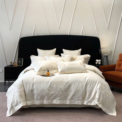91家纺网 家纺一手货源 找家纺 馨蕊家居 2024新款100支全棉四件套-罗伊  罗伊-月光白