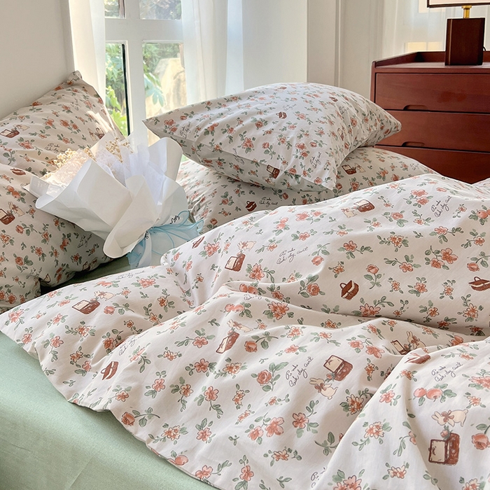 91家纺网 家纺一手货源 找家纺 启程2024新款全棉13372印花四件套直播爆款法式复古碎花系列 凯伦庄园