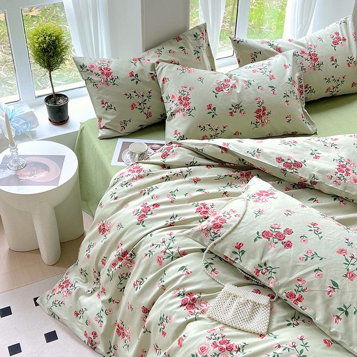 91家纺网 家纺一手货源 找家纺 启程2024新款全棉13372印花四件套直播爆款法式复古碎花系列 苏念