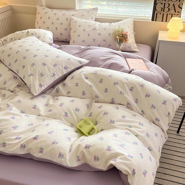 91家纺网 家纺一手货源 找家纺  柠馨 2024新款帕拉图系列13372全棉印花四件套 暗香