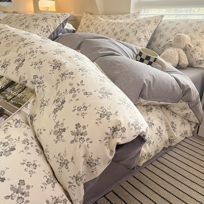 91家纺网 家纺一手货源 找家纺  柠馨 2024新款帕拉图系列13372全棉印花四件套 素颜幽兰