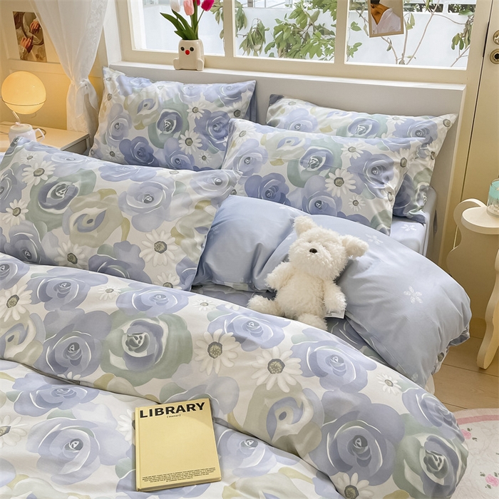 91家纺网 家纺一手货源 找家纺 启程2024新款全棉13372印花四件套直播爆款法式复古碎花系列 浪漫花朵