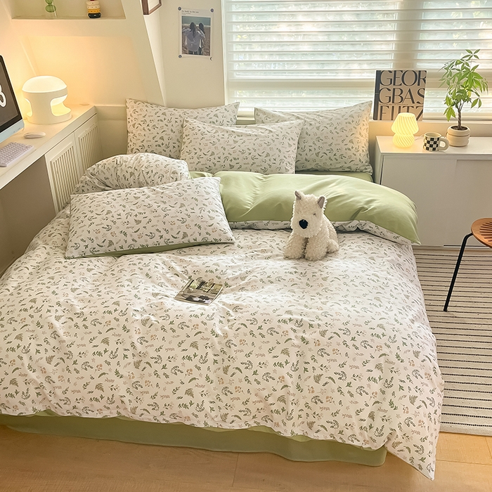 91家纺网 家纺一手货源 找家纺  柠馨 2024新款帕拉图系列13372全棉印花四件套 复苏