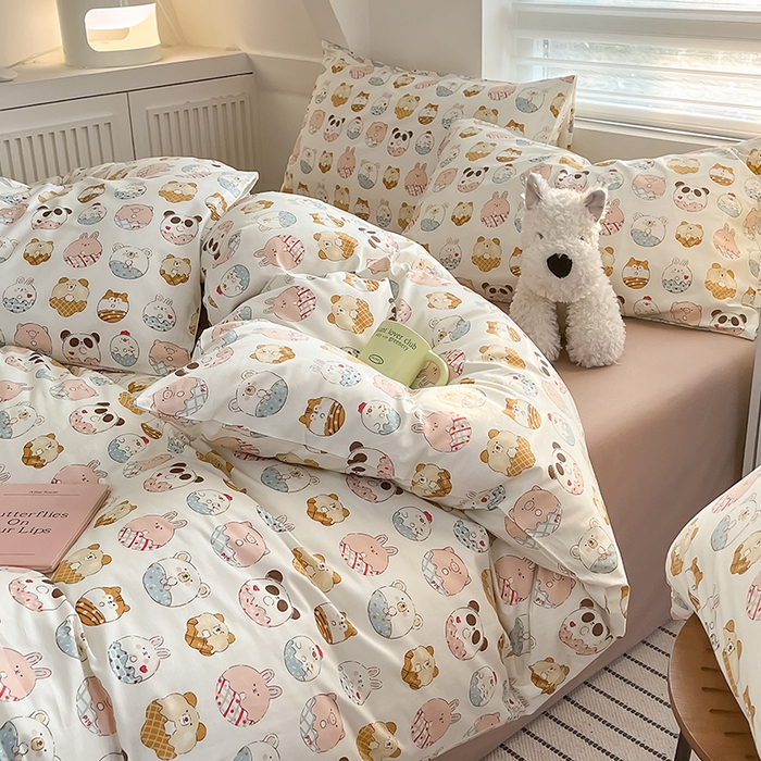 91家纺网 家纺一手货源 找家纺  柠馨 2024新款帕拉图系列13372全棉印花四件套 甜甜圈