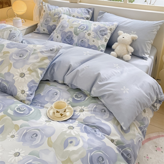 91家纺网 家纺一手货源 找家纺 启程2024新款全棉13372印花四件套直播爆款法式复古碎花系列 浪漫花朵