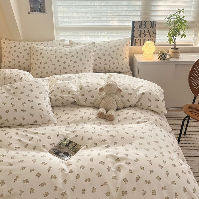 91家纺网 家纺一手货源 找家纺  柠馨 2024新款帕拉图系列13372全棉印花四件套 小白