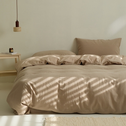 原研家居 2024新款水洗棉提花系列四件套 半圆-卡其