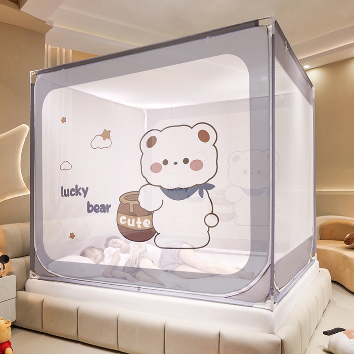 91家纺网 家纺一手货源 找家纺 （总）青竹苑 2024新款方顶帐纱印花床笠式防摔坐床蚊帐