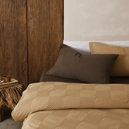 简家居 2024新款全棉色织提花四件套-幻影 豆冠陶泥