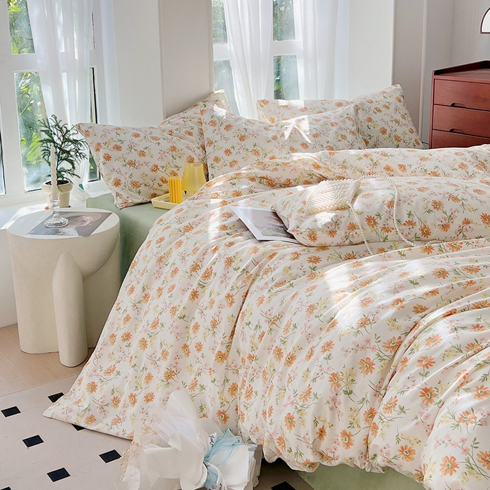 91家纺网 家纺一手货源 找家纺 启程2024新款全棉13372印花四件套直播爆款法式复古碎花系列 洋甘菊