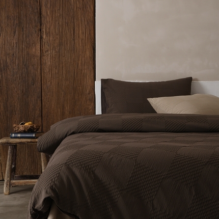 简家居 2024新款全棉色织提花四件套-幻影 陶泥咖喱