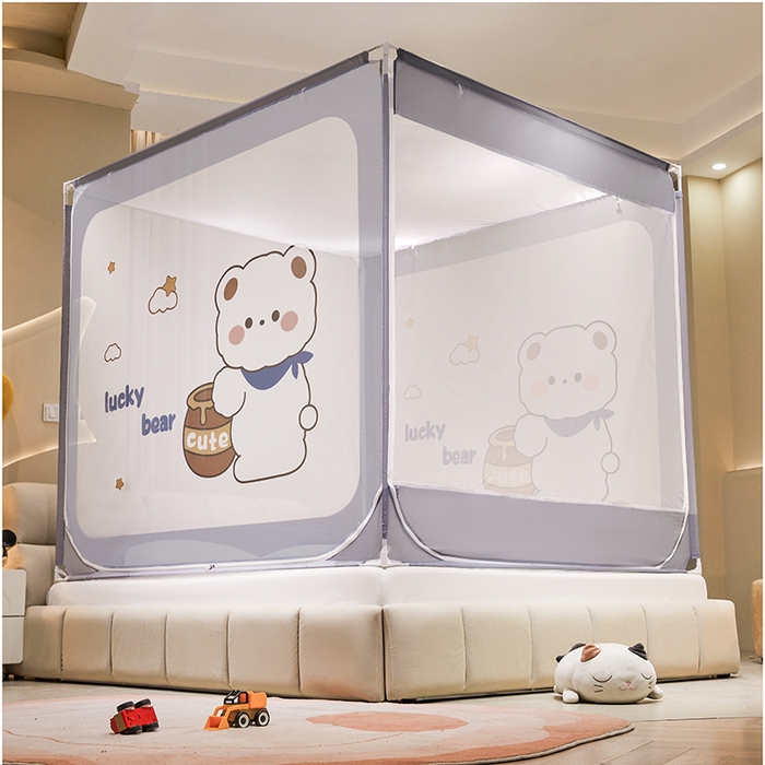 91家纺网 家纺一手货源 找家纺 （总）青竹苑 2024新款方顶帐纱印花床笠式防摔坐床蚊帐