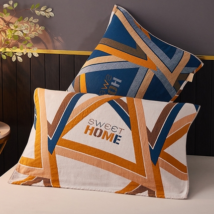 91家纺网 家纺一手货源 找家纺 （总）爱港家纺 2024新款新疆棉水洗色织纱布单人情侣枕巾一对装