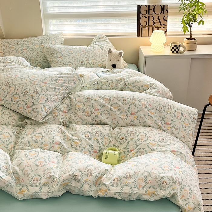 91家纺网 家纺一手货源 找家纺  柠馨 2024新款帕拉图系列13372全棉印花四件套 森友季