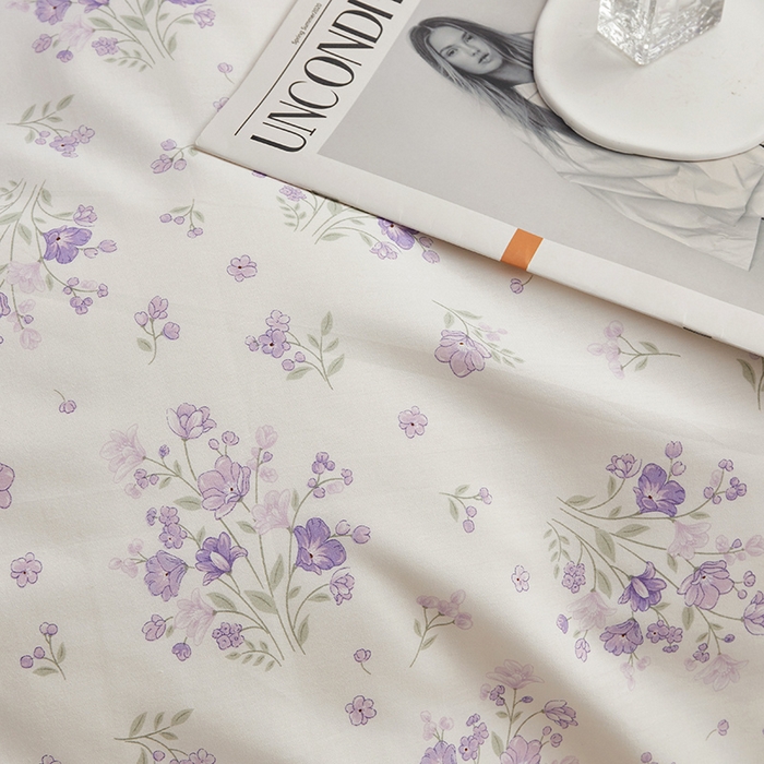 91家纺网 家纺一手货源 找家纺 绫韵 2024新款全棉13372清新小碎花纯棉四件套 海棠花未眠