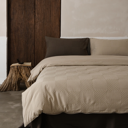 简家居 2024新款全棉色织提花四件套-幻影 咖喱陶泥