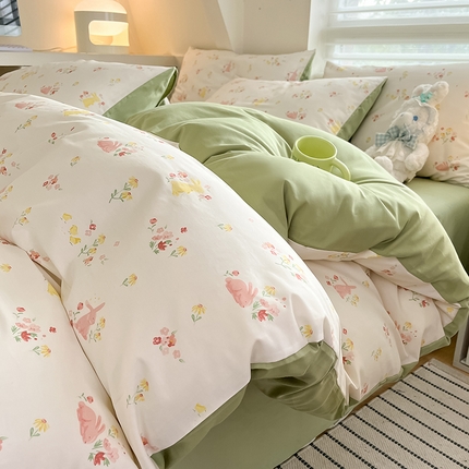  柠馨 2024新款帕拉图系列13372全棉印花四件套 花园兔