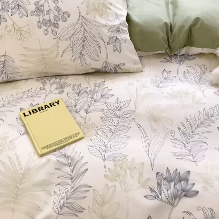 91家纺网 家纺一手货源 找家纺 启程2024新款全棉13372印花四件套直播爆款法式复古碎花系列 霜叶-绿