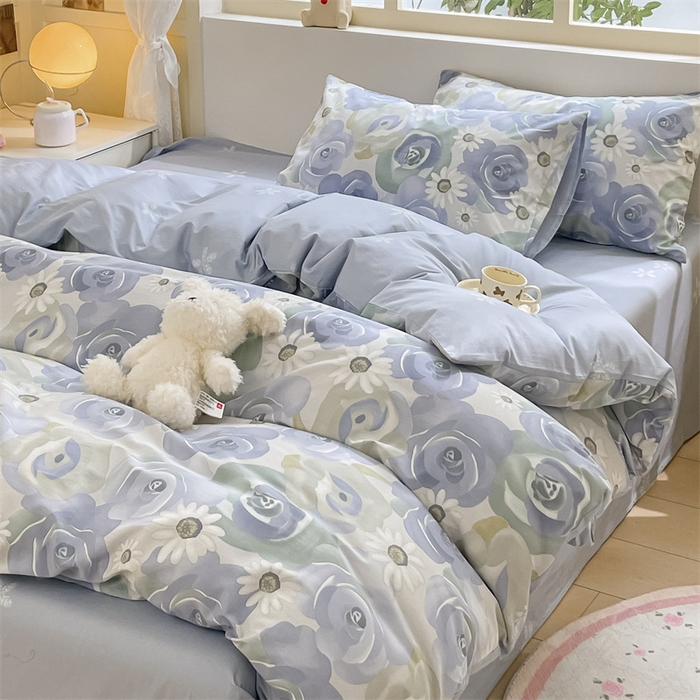 91家纺网 家纺一手货源 找家纺 启程2024新款全棉13372印花四件套直播爆款法式复古碎花系列 浪漫花朵