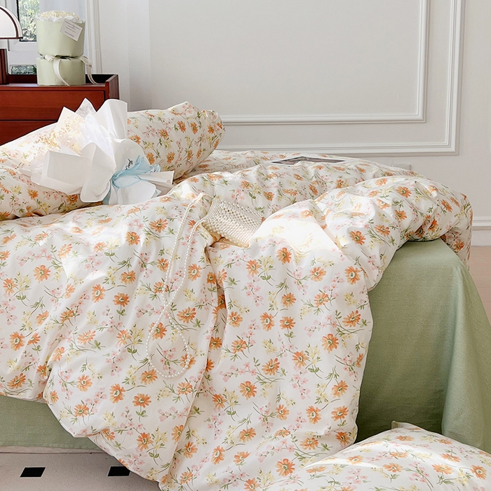 91家纺网 家纺一手货源 找家纺 启程2024新款全棉13372印花四件套直播爆款法式复古碎花系列 洋甘菊