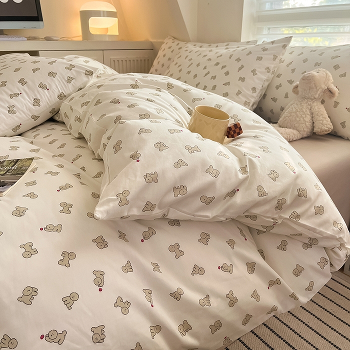 91家纺网 家纺一手货源 找家纺  柠馨 2024新款帕拉图系列13372全棉印花四件套 小白