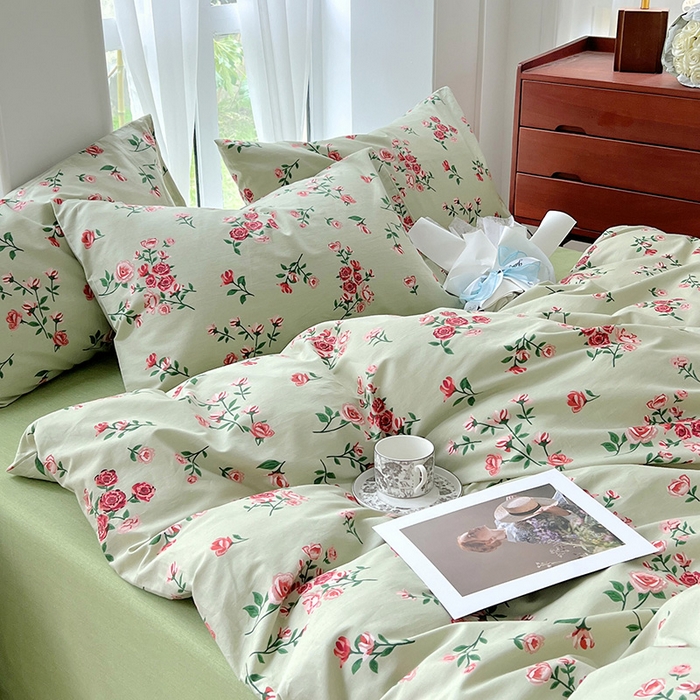 91家纺网 家纺一手货源 找家纺 启程2024新款全棉13372印花四件套直播爆款法式复古碎花系列 苏念