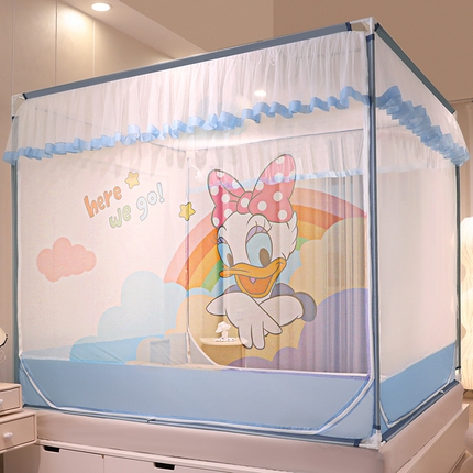 91家纺网 家纺一手货源 找家纺 （总）青竹苑 2024新款方顶帐纱印花床笠式防摔坐床蚊帐