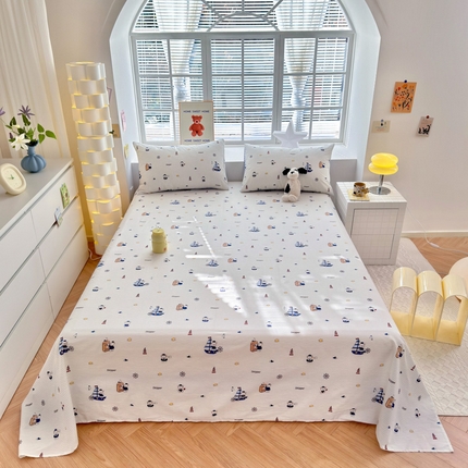 91家纺网 家纺一手货源 找家纺 清雅福 2024新款全棉13372小清新单床单 扬帆起航