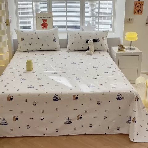 91家纺网 家纺一手货源 找家纺 清雅福 2024新款全棉13372小清新单床单 扬帆起航