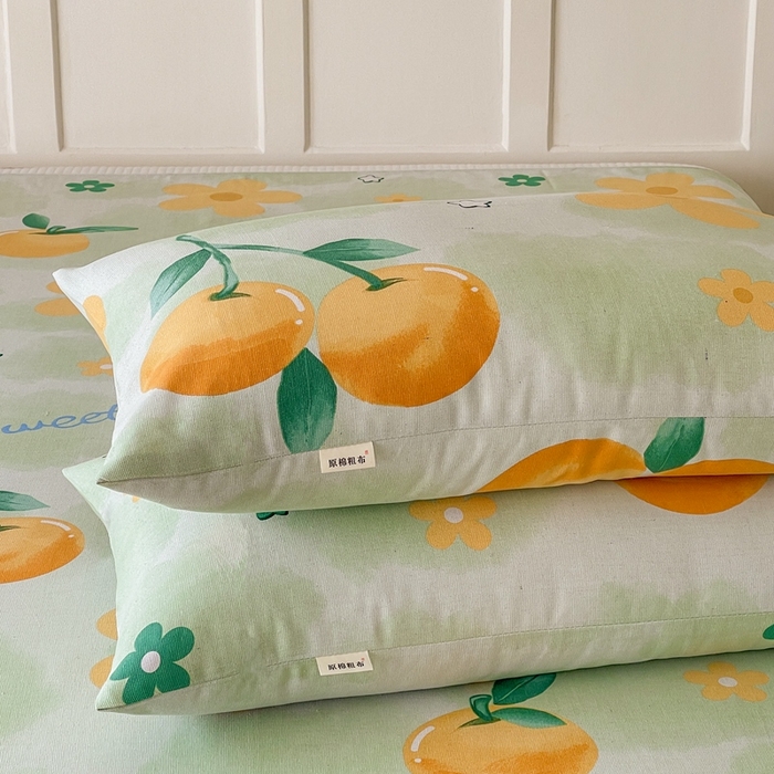 91家纺网 家纺一手货源 找家纺 棉乐町家居 2025新款爆款印花老粗布床单系列 柒夏