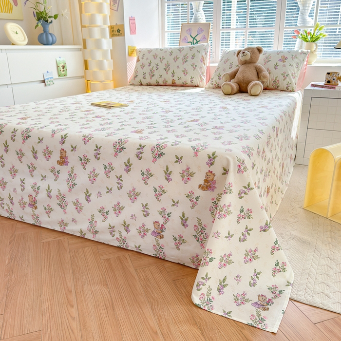 91家纺网 家纺一手货源 找家纺 清雅福 2024新款全棉13372小清新单床单 花萃清风