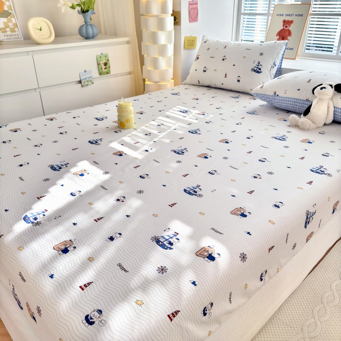 91家纺网 家纺一手货源 找家纺 清雅福 2024新款全棉13372小清新单床笠 扬帆起航