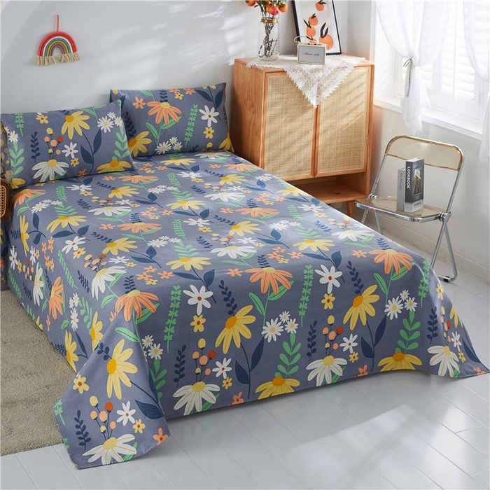 91家纺网 家纺一手货源 找家纺 棉乐町家居 2025新款爆款印花老粗布床单系列 温晨花语