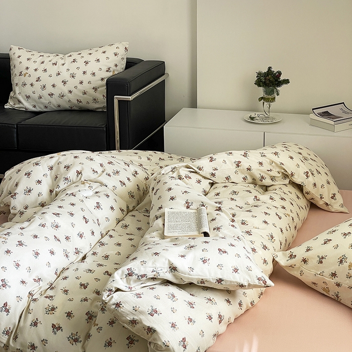 91家纺网 家纺一手货源 找家纺 窝米 2024春季新品全棉双层纱系列四件套 伊芙