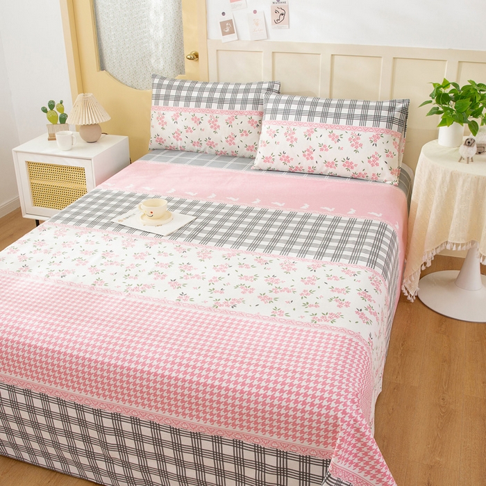 91家纺网 家纺一手货源 找家纺 棉乐町家居 2025新款爆款印花老粗布床单系列 小清新