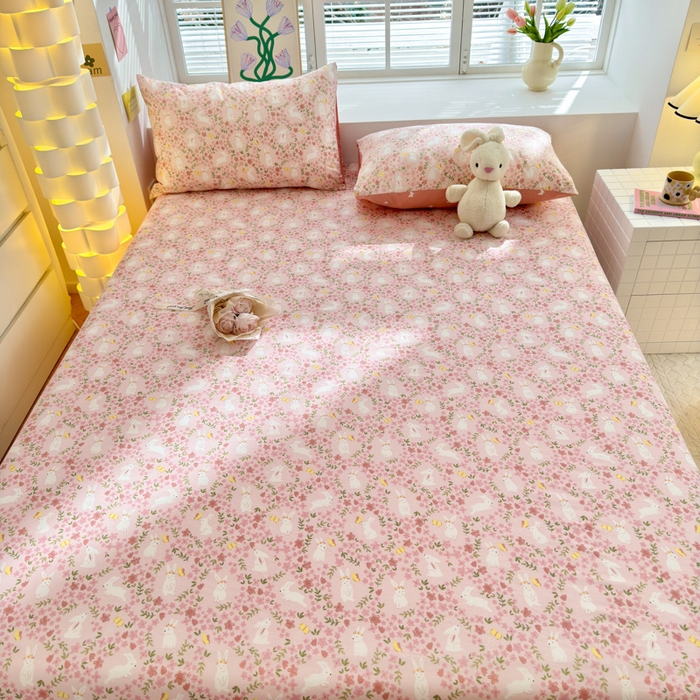 91家纺网 家纺一手货源 找家纺 清雅福 2024新款全棉13372小清新单床笠 恋语