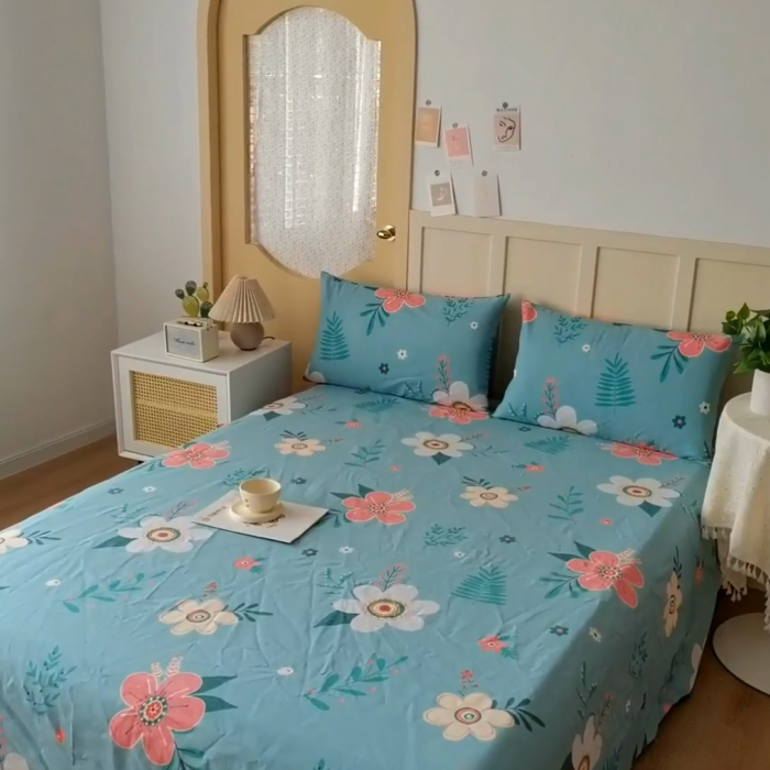 91家纺网 家纺一手货源 找家纺 棉乐町家居 2025新款爆款印花老粗布床单系列 恬静