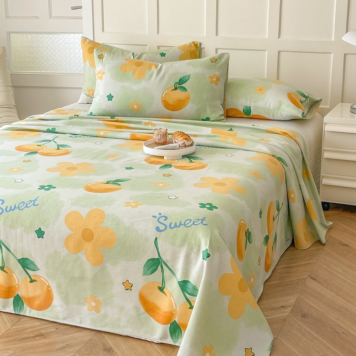 91家纺网 家纺一手货源 找家纺 棉乐町家居 2025新款爆款印花老粗布床单系列 柒夏