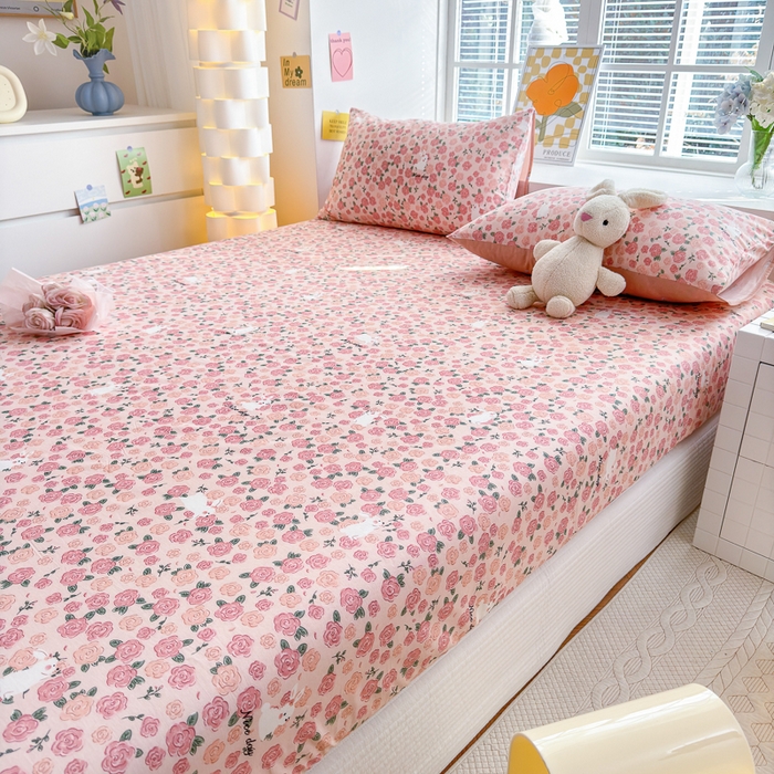 91家纺网 家纺一手货源 找家纺 清雅福 2024新款全棉13372小清新单床笠 遇见浪漫