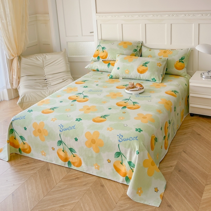 91家纺网 家纺一手货源 找家纺 棉乐町家居 2025新款爆款印花老粗布床单系列 柒夏