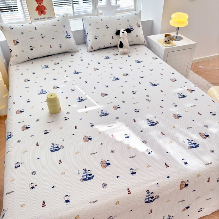 91家纺网 家纺一手货源 找家纺 清雅福 2024新款全棉13372小清新单床单 扬帆起航