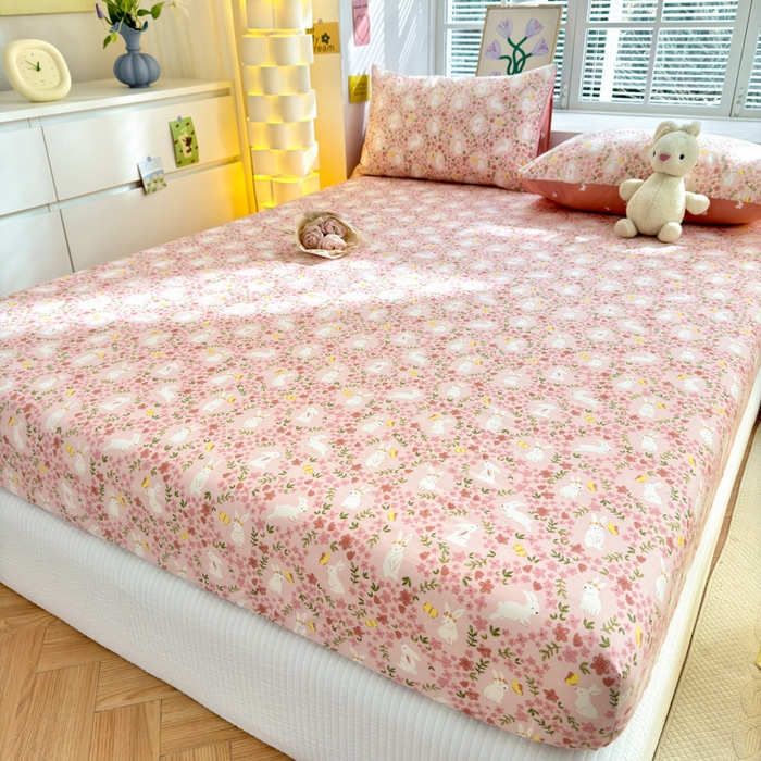 91家纺网 家纺一手货源 找家纺 清雅福 2024新款全棉13372小清新单床笠 恋语