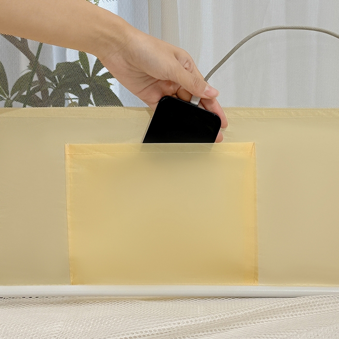 91家纺网 家纺一手货源 找家纺 青竹苑 2024新款内穿蕾丝花边坐床蚊帐 爱丽丝-嫩黄