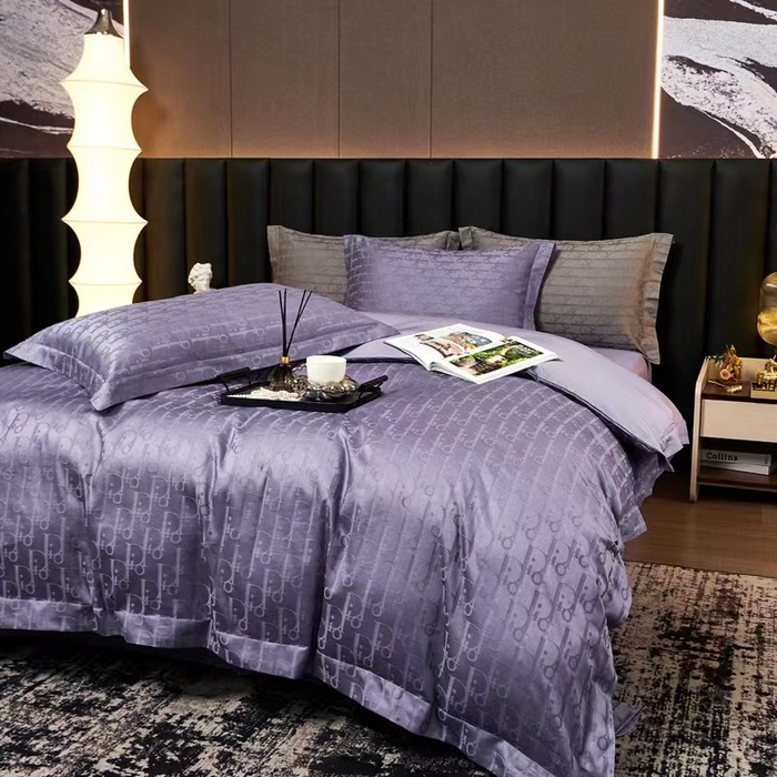 91家纺网 家纺一手货源 找家纺 卡迪亚家纺 2024新款180支长绒棉提花四件套 优雅紫