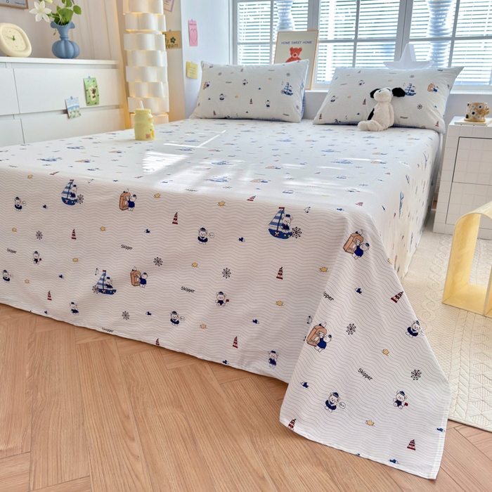 91家纺网 家纺一手货源 找家纺 清雅福 2024新款全棉13372小清新单床单 扬帆起航