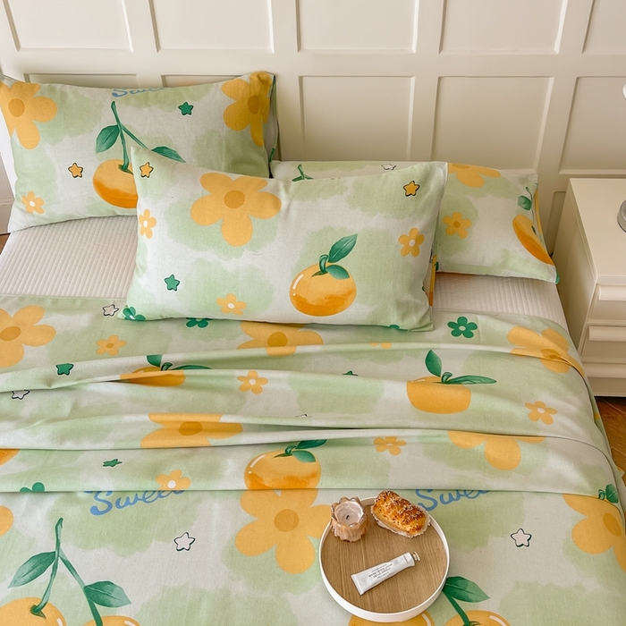 91家纺网 家纺一手货源 找家纺 棉乐町家居 2025新款爆款印花老粗布床单系列 柒夏